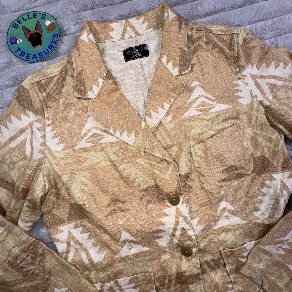 RRL Ralph Lauren Womens Sz 2 100% Linen Aztec Unstructured Blazerβ Jacket $790